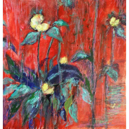 Original acrylic painting of flowers by contemporary artist Indrani Ghosh