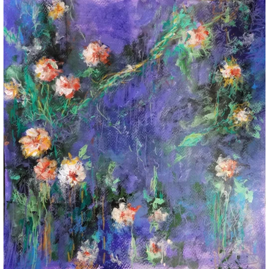 Original acrylic painting of flowers by contemporary artist Indrani Ghosh