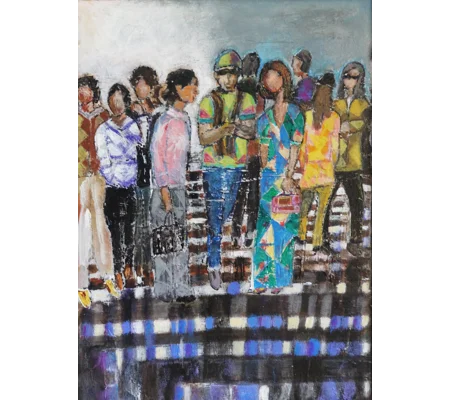 People at the Crossing Acrylic Mixed Media