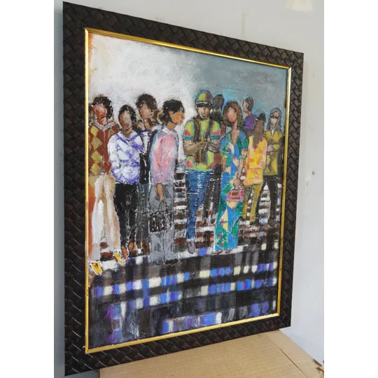 People at the Crossing Acrylic Mixed Media