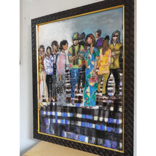 People at the Crossing Acrylic Mixed Media