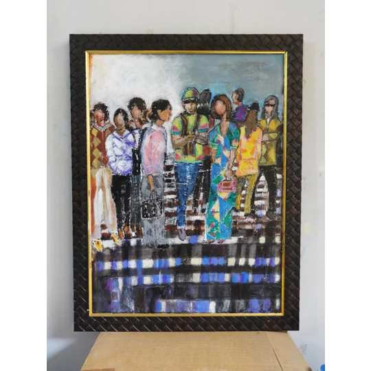 People at the Crossing Acrylic Mixed Media