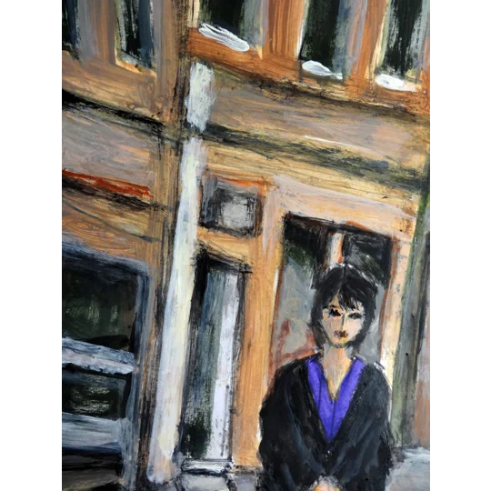 Lady Walking in the Neighbourhood Acrylic Painting