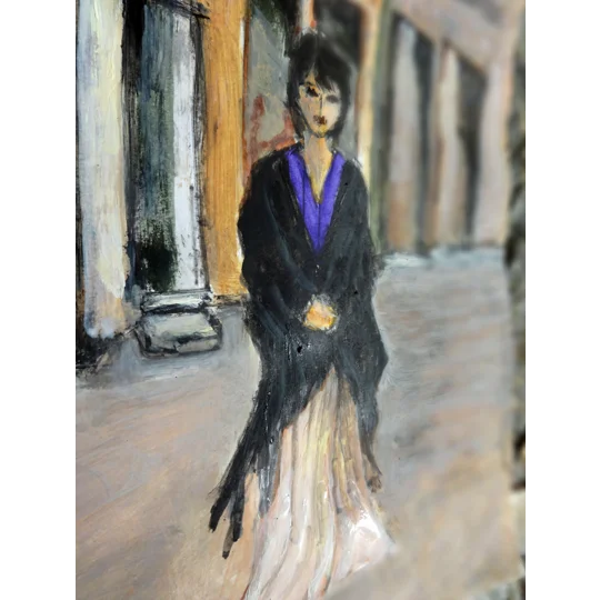 Lady Walking in the Neighbourhood Acrylic Painting