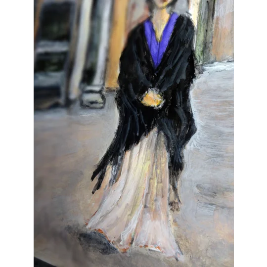 Lady Walking in the Neighbourhood Acrylic Painting