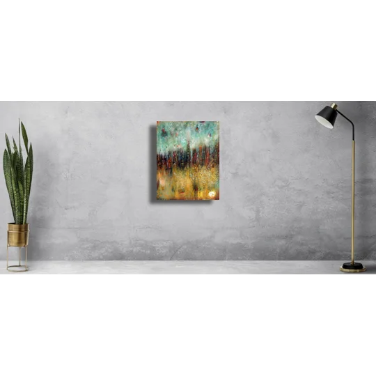 Abstract City Skyline Mixed Media Painting
