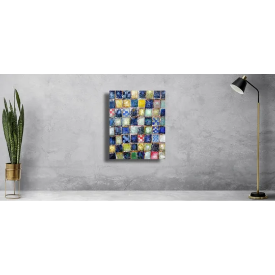 Sold - Colorful Mosaic on the Wall Oil Painting