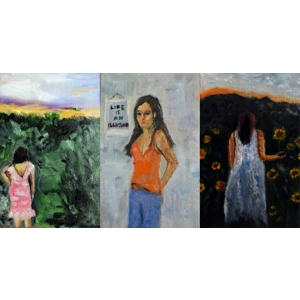 Female Figurative Mini Oil Paintings Set of 3