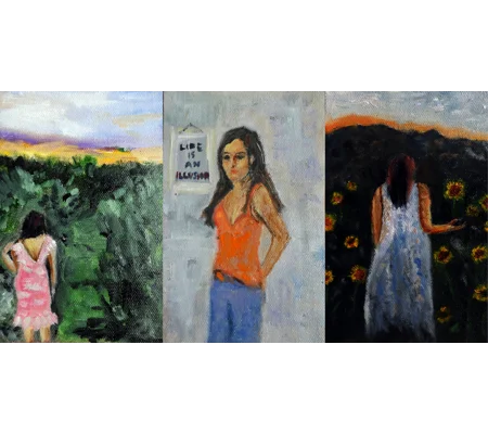 Female Figurative Mini Oil Paintings Set of 3