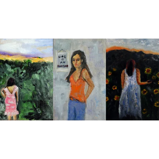 Female Figurative Mini Oil Paintings Set of 3