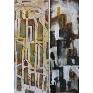 Imaginations Abstract Diptych Acrylic Paintings