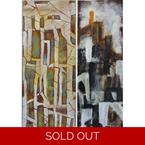 Imaginations Abstract Diptych Acrylic Paintings