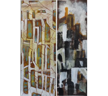 Imaginations Abstract Diptych Acrylic Paintings