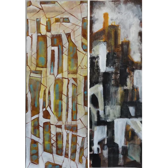 Imaginations Abstract Diptych Acrylic Paintings