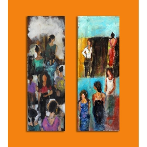 Females Semi Abstract Acrylic Diptych Painting