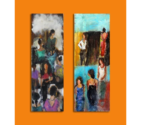 Females Semi Abstract Acrylic Diptych Painting