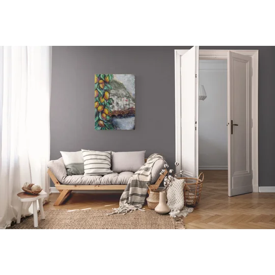 Lemon Tree by the Sea - Semi Abstract Oil Painting