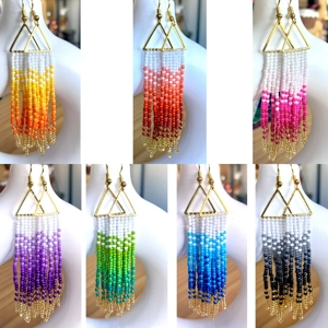 **Clearance** Hand Beaded Tassel Earrings -7 Gradient Colors