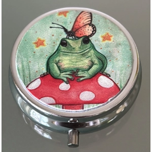 Pill Box - Whimsical Frog, Mushroom, Butterfly