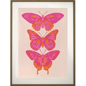 Art Print - Retro Bright Pink & Orange Butterflies (2 sizes)