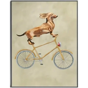 Art Print - Vintage-Style Dachshund on Bicycle (2 Sizes)