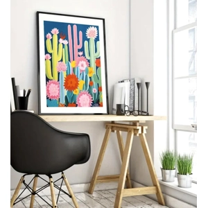 Art Print - Whimsical Flowering Cacti