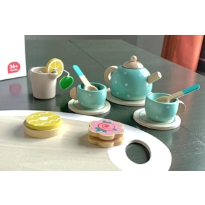 15-Piece Pastel Wooden Tea Set