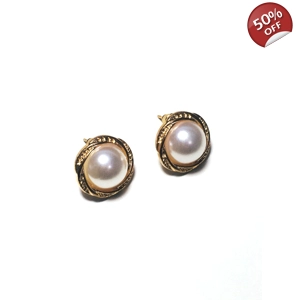 Σκουλαρίκια με πέρλα & κύματα