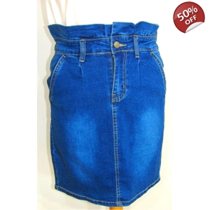 Τζιν φούστα κοντή με βολάν στη μέση