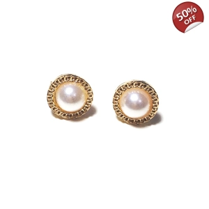 Σκουλαρίκια με πέρλα & πλέξη