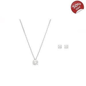 Σετ από κολιέ και σκουλαρίκια SWAROVSKI Round cut, Rhodium plated