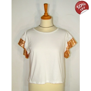 Τ-shirt με παγιέτα στα μανίκια