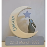 Bunny Moon Gazer Wooden Ornament