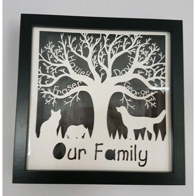 Papercut Family Tree in Frame Wall Art