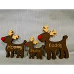 Wooden Reindeer Family Ornament