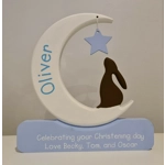 Bunny Moon Gazer Wooden Ornament