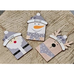 Wooden Christmas Tree Ornament, Santa, Snowman, Reindeer,