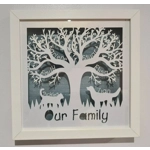 Personalised Family Tree Frame With 2-8 Names & Pets. Framed Paper Craft Wall Art. New Baby Gift, We