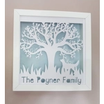 Personalised Family Tree Frame With 2-8 Names & Pets. Framed Paper Craft Wall Art. New Baby Gift, We