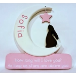 Wooden Bunny Moon Ornament