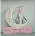 Wooden Bunny Moon Ornament