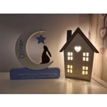 Wooden Bunny Moon Ornament