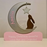 Wooden Bunny Moon Ornament