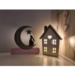 Wooden Bunny Moon Ornament