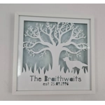 Personalised Family Tree Frame With 2-8 Names & Pets. Framed Paper Craft Wall Art. New Baby Gift, We