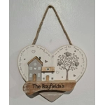 Rustic Wooden House and Tree Plaque