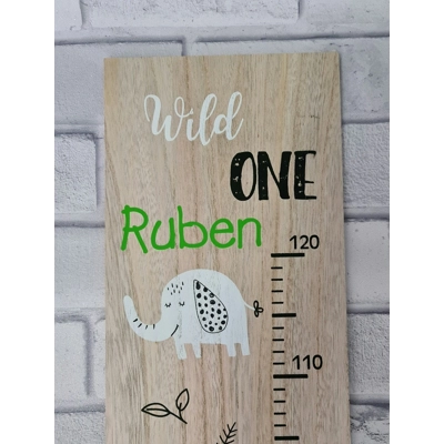 Personalised Wooden Height Chart, Children's Bedroom Or Nursery Present, Safari Themed Gift, Animal