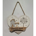 Rustic Wooden House and Tree Plaque
