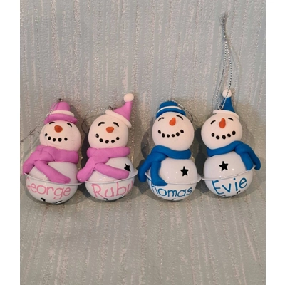 Snowman/Snowwoman Bell Bauble (Handmade)