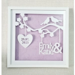 Personalised Anniversary Gift, Paper Cut Art, Framed Love Birds On A Cherry Blossom Branch, Names &